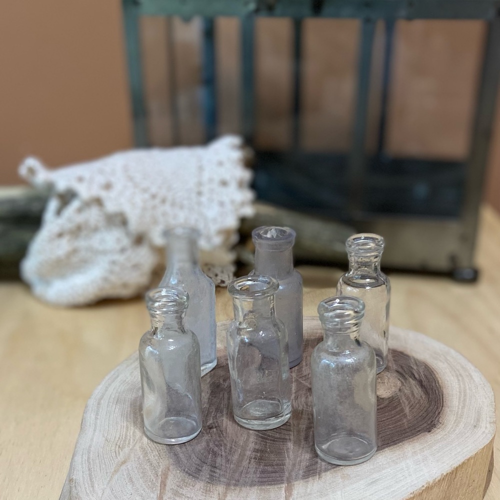 Vintage Set of 6 Glass Apothecary Medicine Bottles